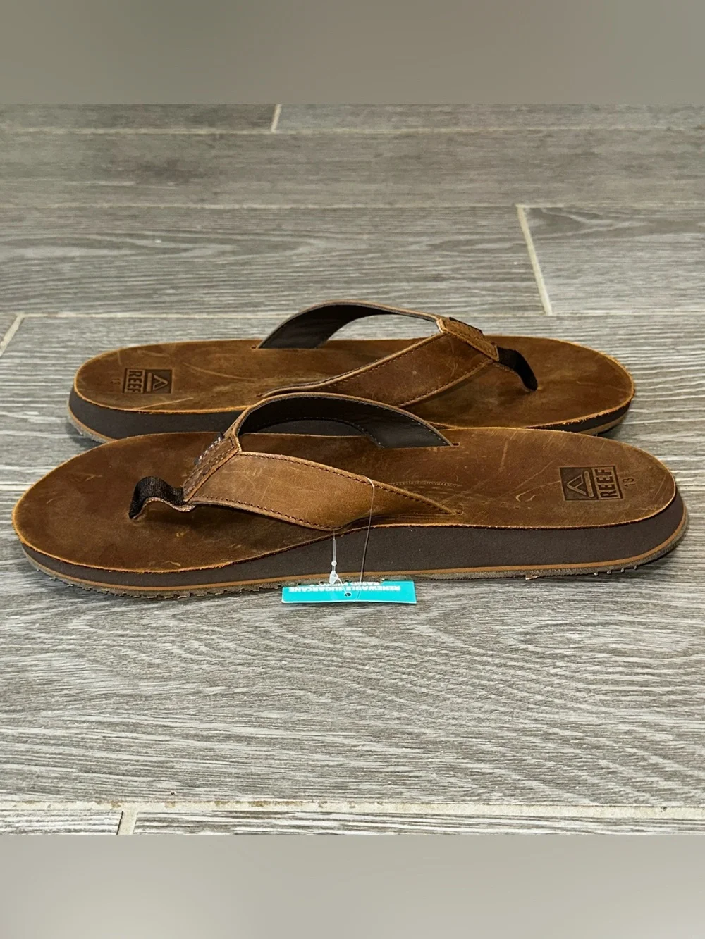 Reef Drift Classic Leather Flip Flop Sandals Brown Men’s 13 Casual Summer Beach